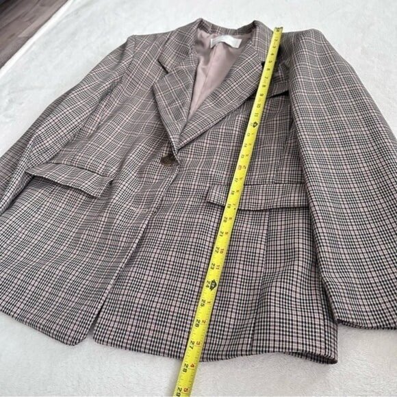 STYLENANDA Korea Single Breasted Padded Shoulder Plaid Check Blazer Size S - Picture 5 of 12
